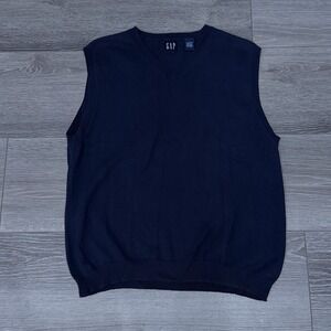 Vintage Gap Sweater Vest Men's Large Blue Cable Knit Grandpa Academia Hong Kong